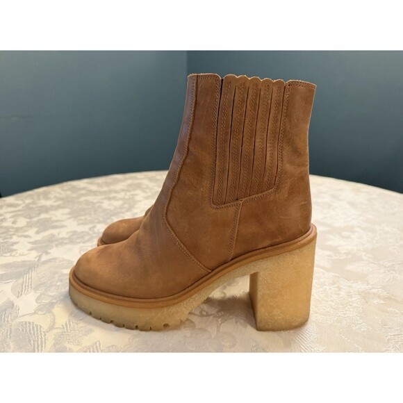 Free People Shoes - Free People Women's James Chelsea Boot Brown Leather Block Heel Platform 39/8.5